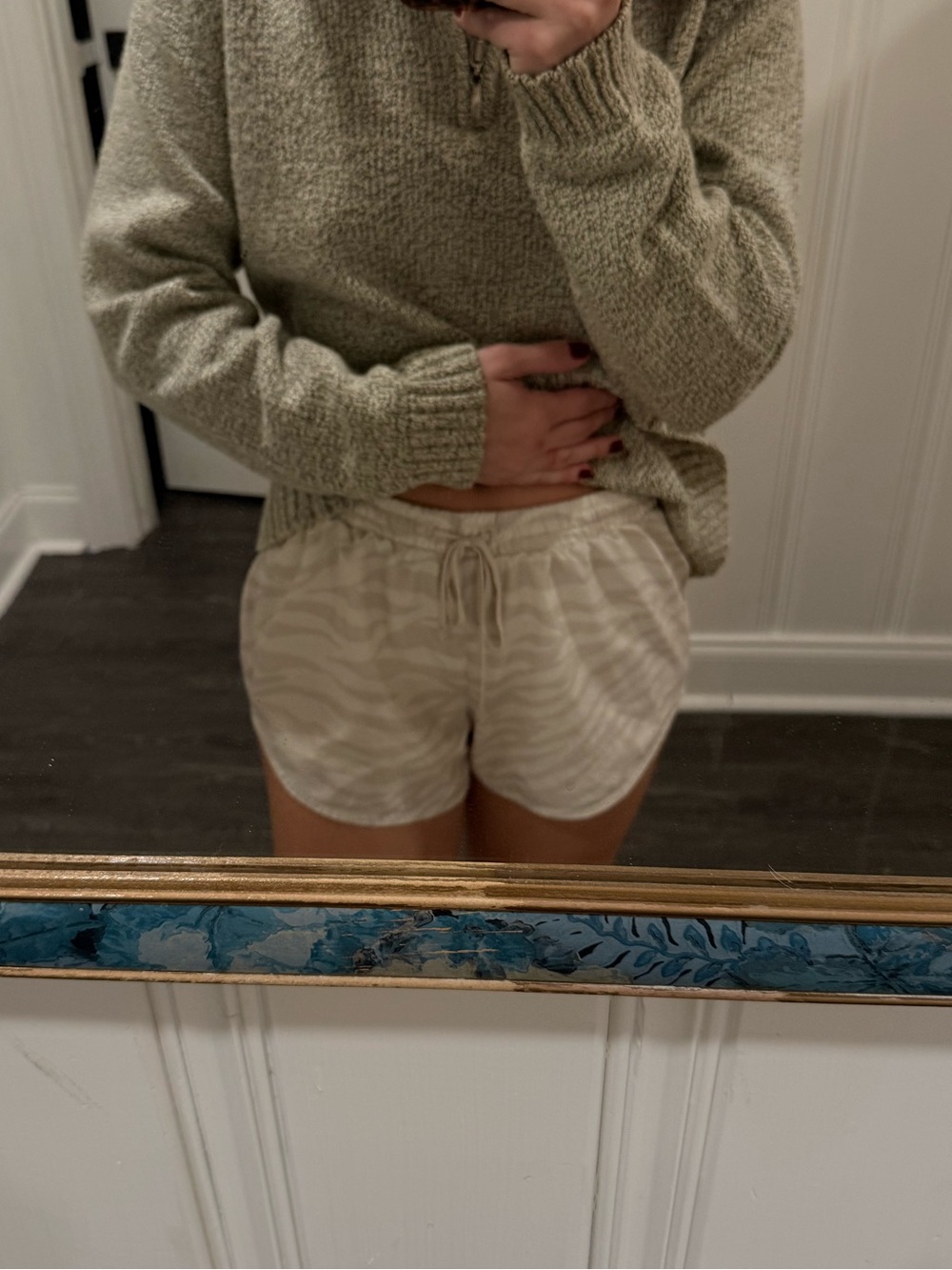 Women's Cream Zebra-Print Lounge Shorts